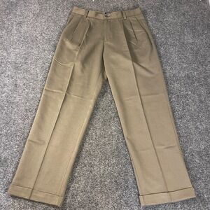 Dockers Mens Pants 32x30 Olive Pleated Cuffed Dress Khakis Relaxed Fit Classic